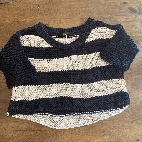 Free People Striped V Neck Sweater - Picture 2 of 4
